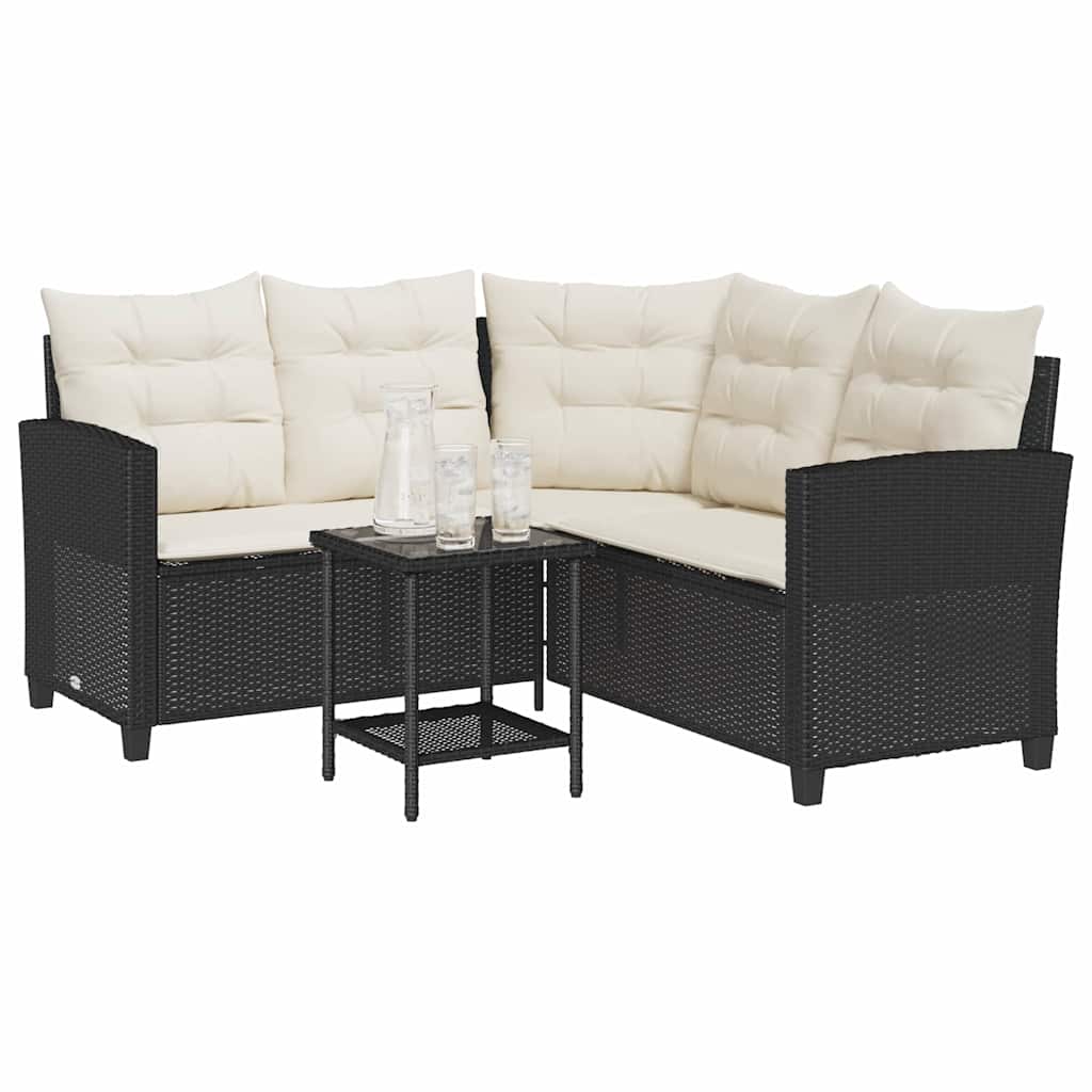 vidaXL Sofa ogrodowa ze stołem i poduszkami w kształcie litery L