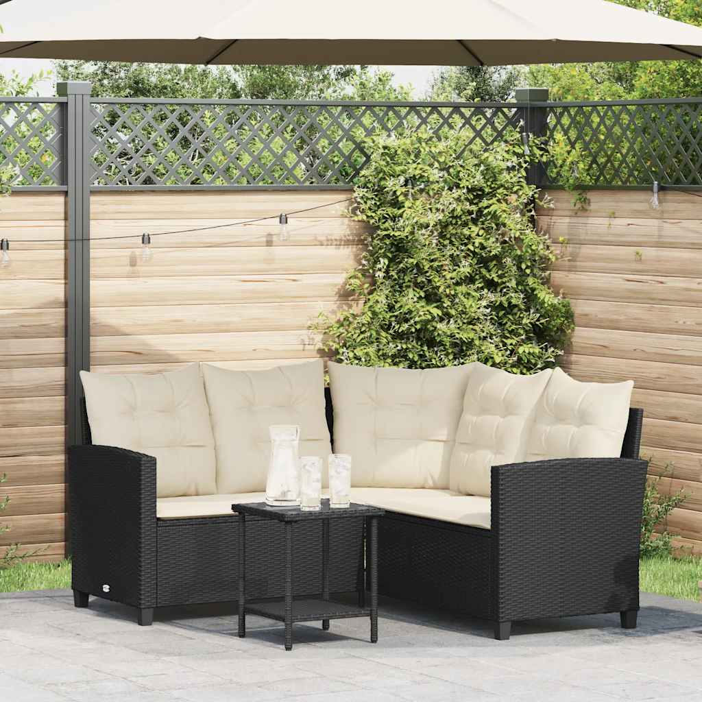 vidaXL Sofa ogrodowa ze stołem i poduszkami w kształcie litery L