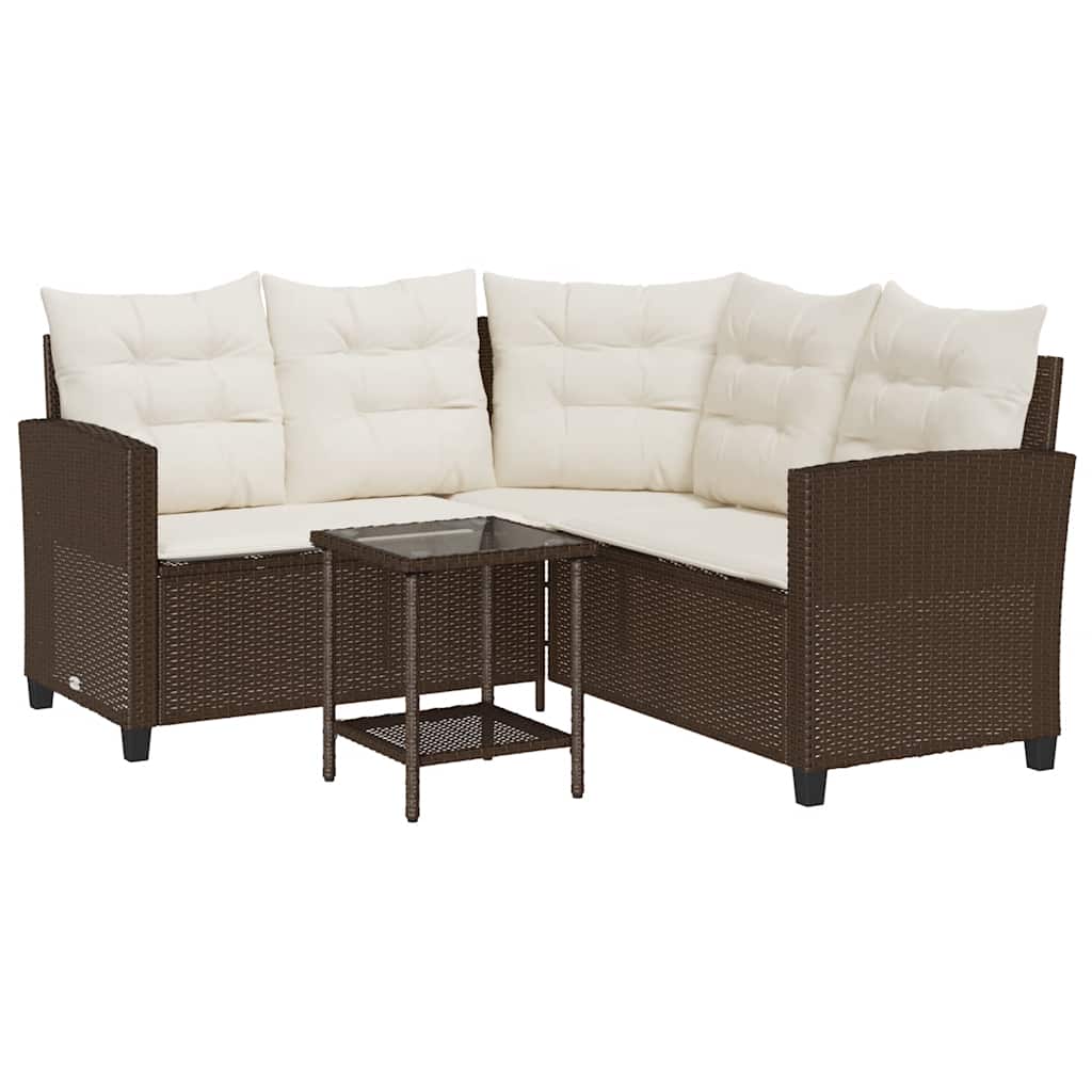 vidaXL Sofa ogrodowa ze stołem i poduszkami w kształcie litery L