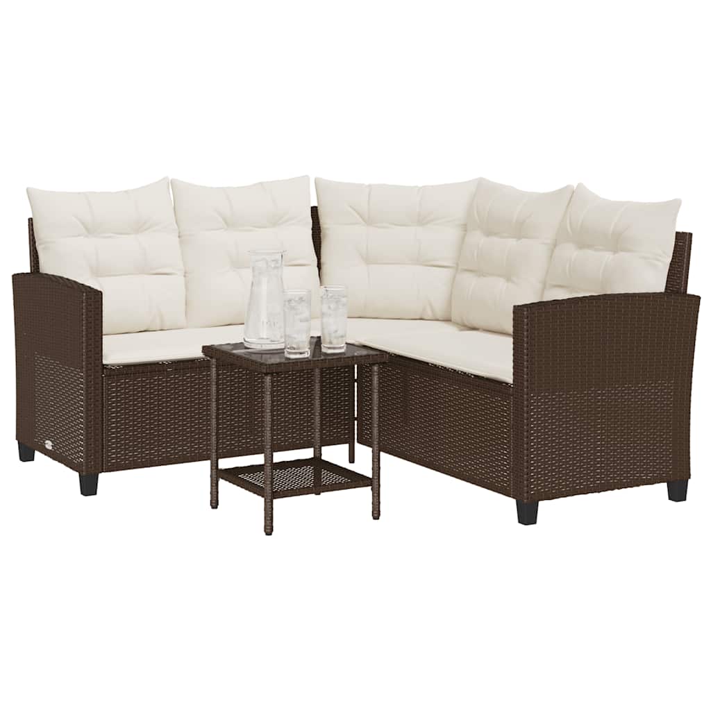 vidaXL Sofa ogrodowa ze stołem i poduszkami w kształcie litery L
