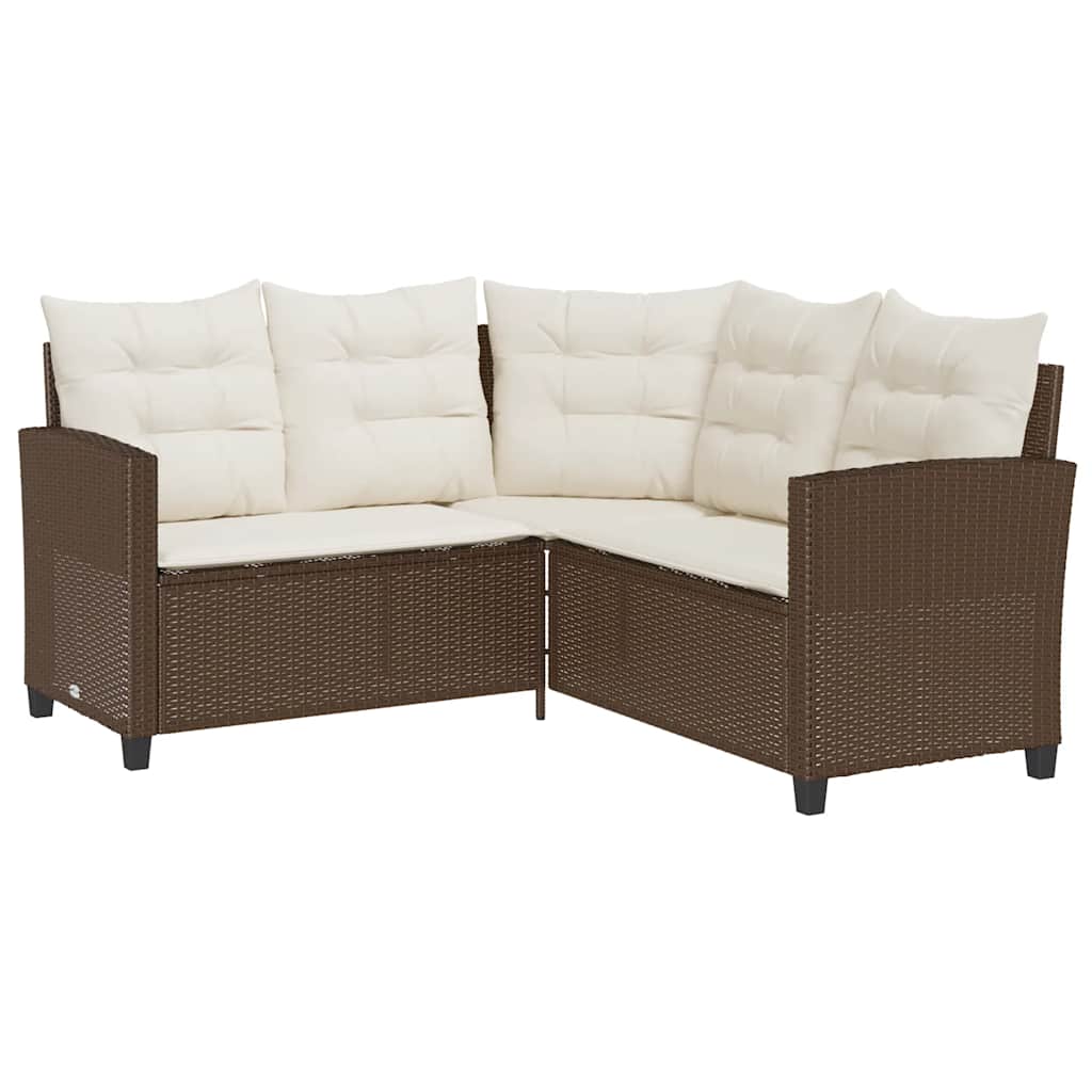 vidaXL Sofa ogrodowa ze stołem i poduszkami w kształcie litery L