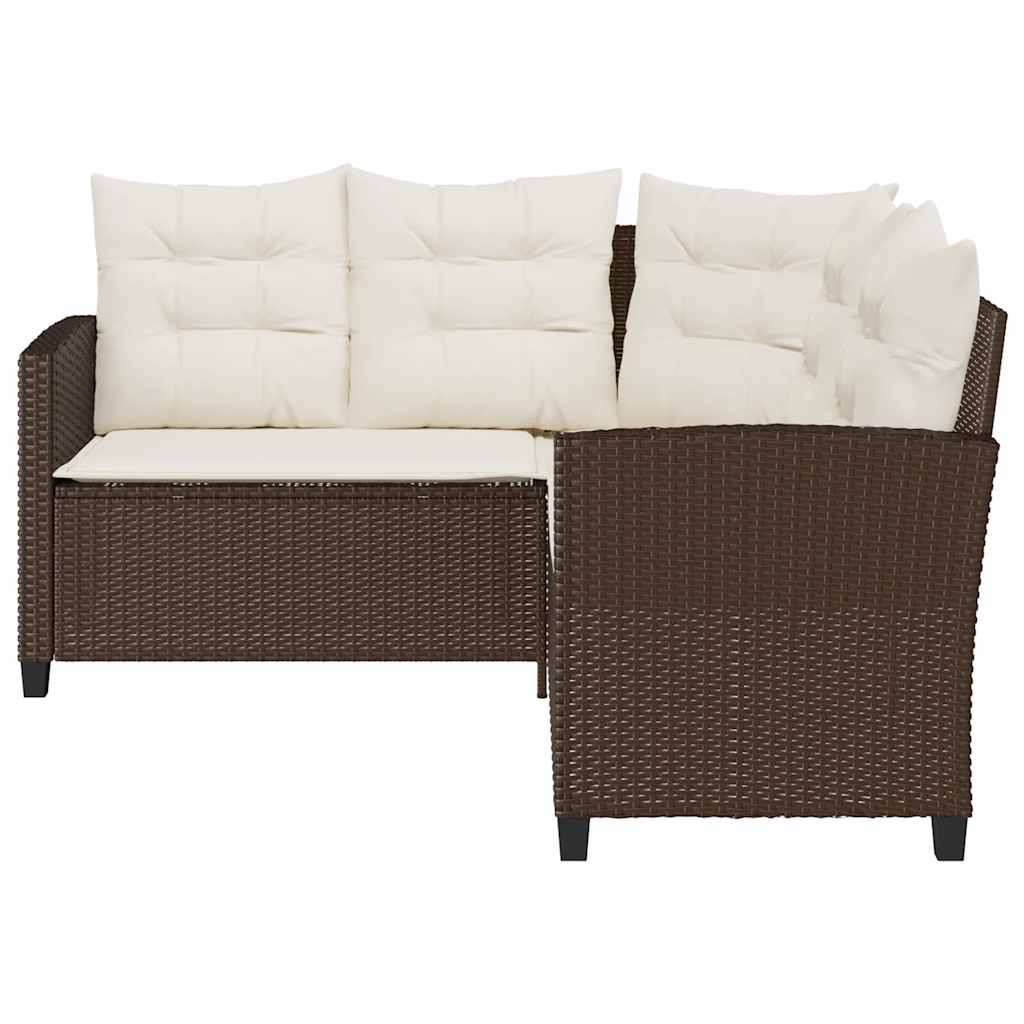 vidaXL Sofa ogrodowa ze stołem i poduszkami w kształcie litery L