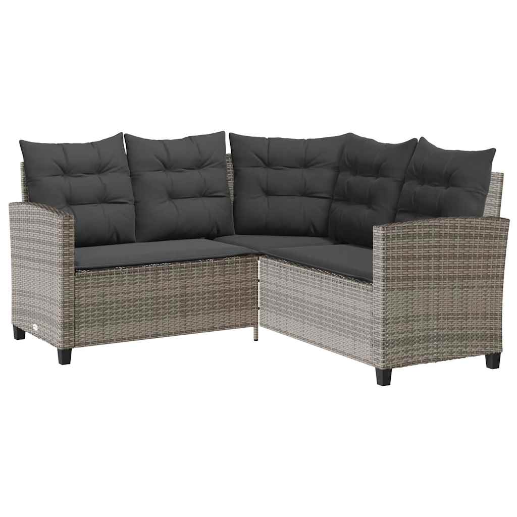 vidaXL Sofa ogrodowa ze stołem i poduszkami w kształcie litery L