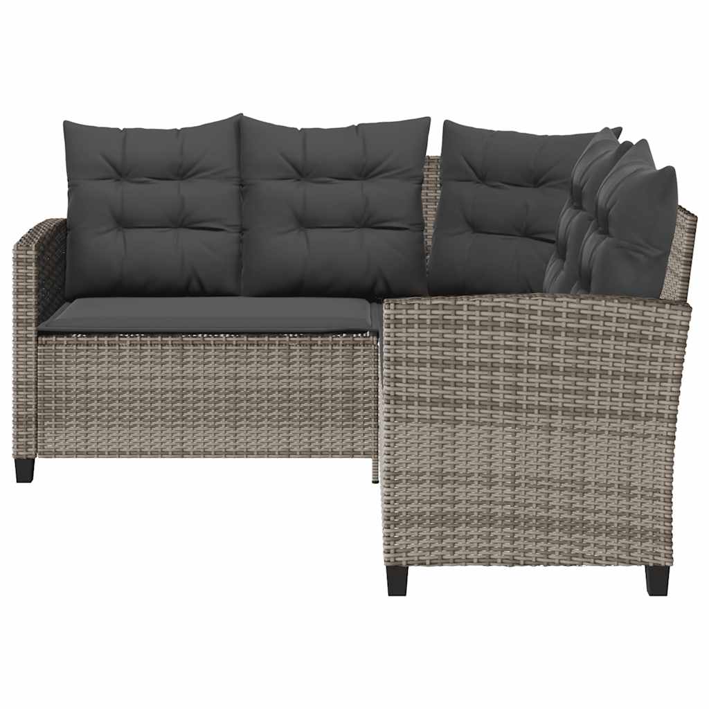 vidaXL Sofa ogrodowa ze stołem i poduszkami w kształcie litery L