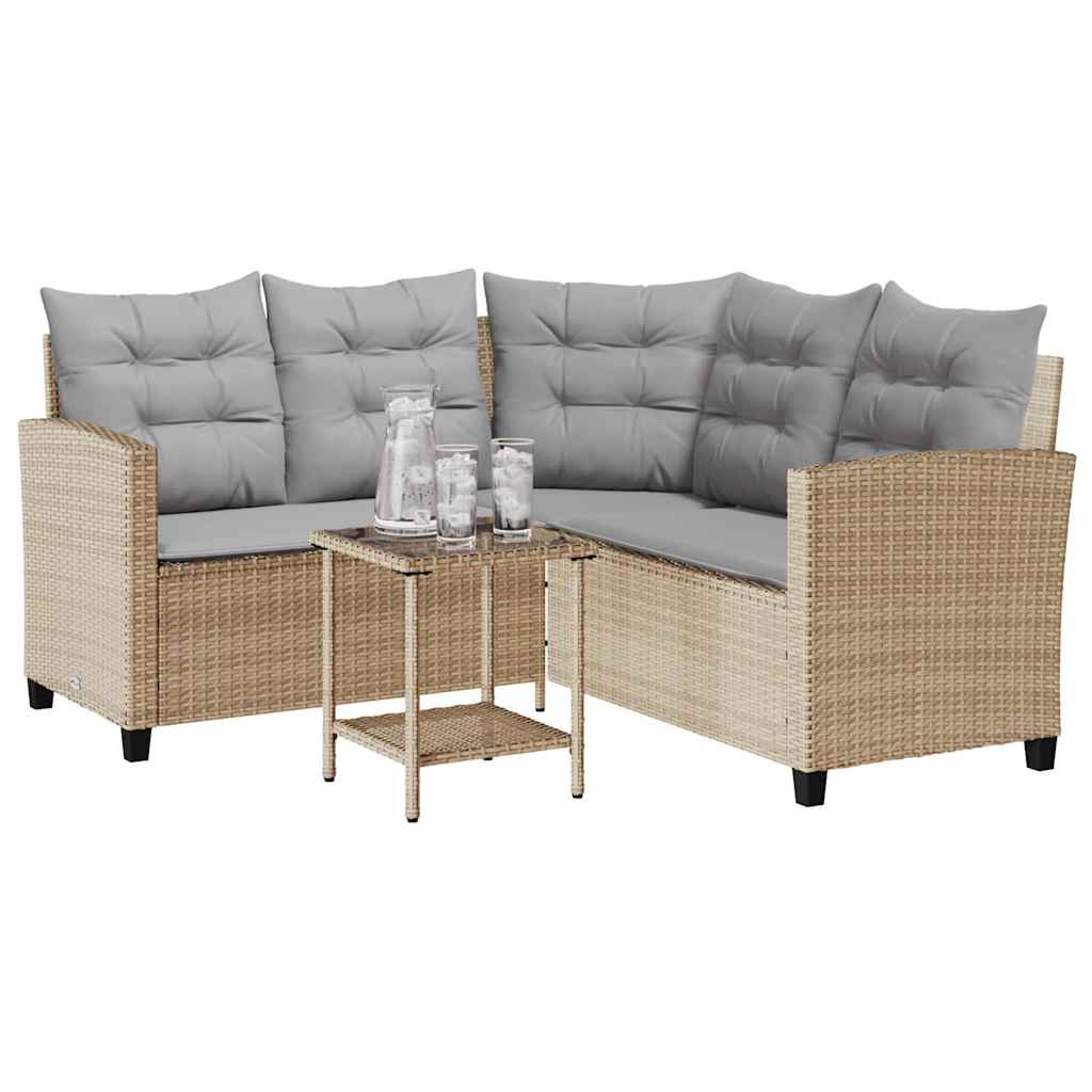vidaXL Sofa ogrodowa ze stołem i poduszkami w kształcie litery L