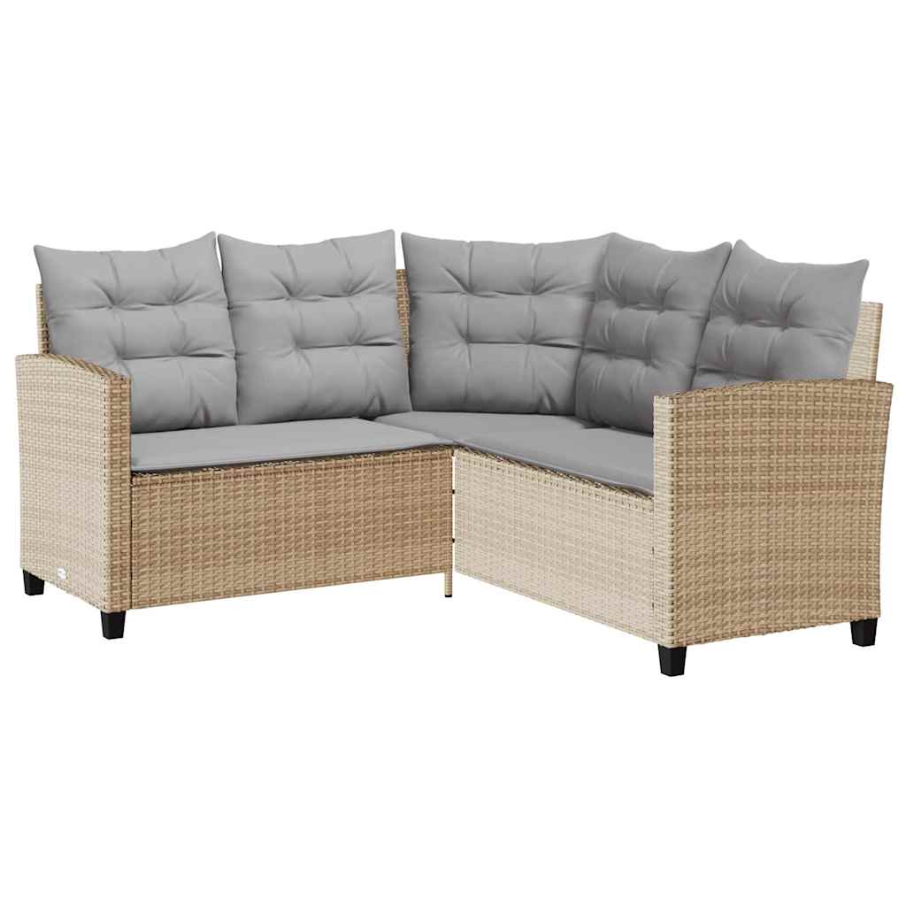 vidaXL Sofa ogrodowa ze stołem i poduszkami w kształcie litery L