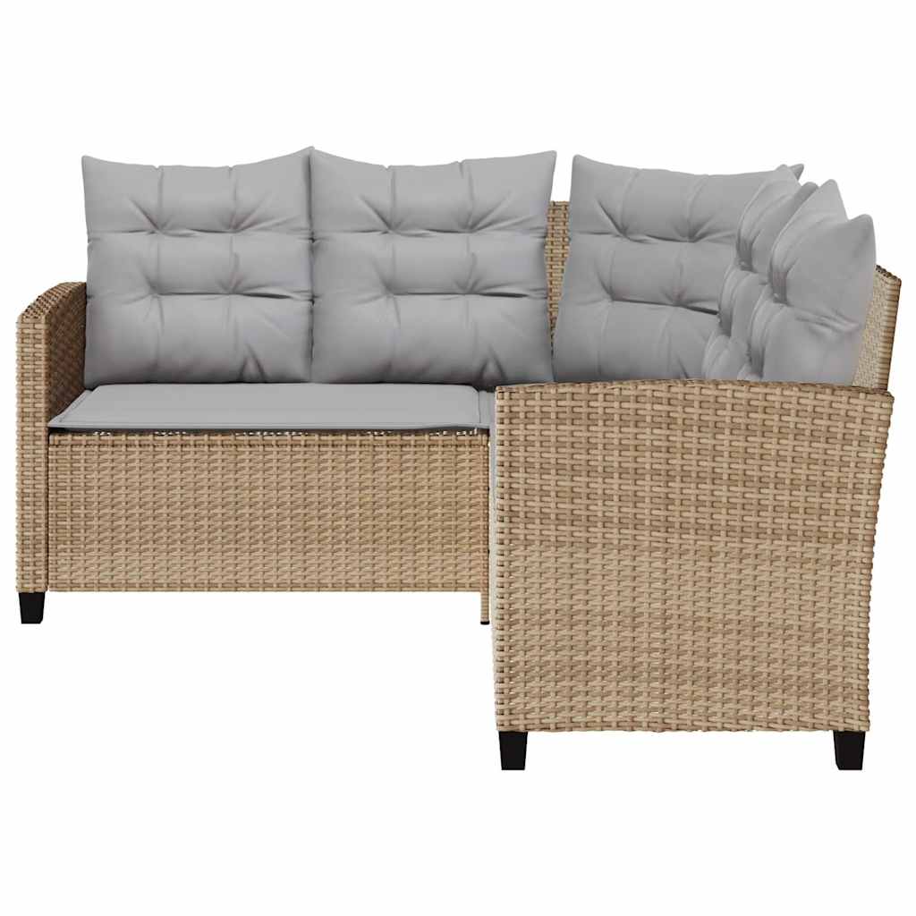 vidaXL Sofa ogrodowa ze stołem i poduszkami w kształcie litery L