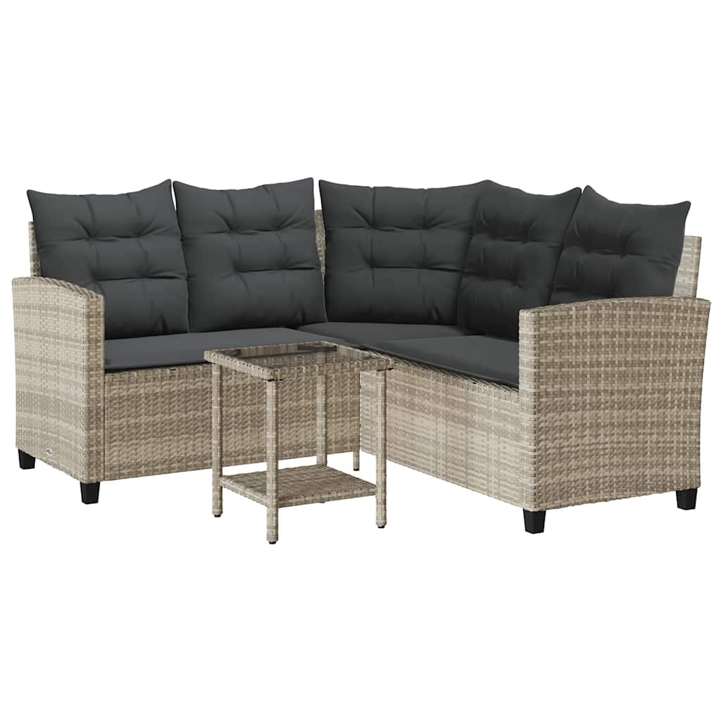 vidaXL Sofa ogrodowa ze stołem i poduszkami w kształcie litery L