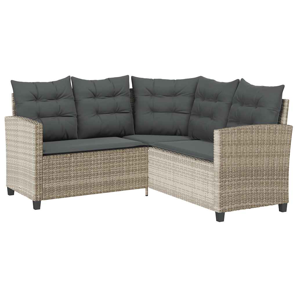 vidaXL Sofa ogrodowa ze stołem i poduszkami w kształcie litery L