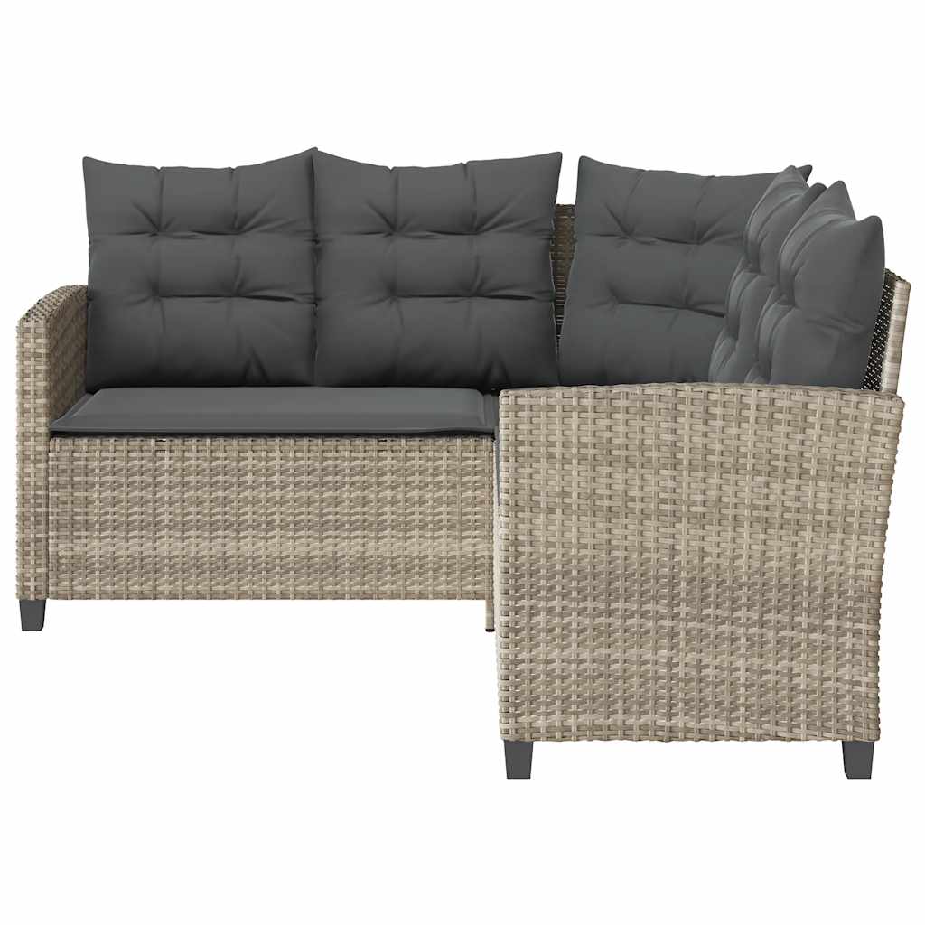 vidaXL Sofa ogrodowa ze stołem i poduszkami w kształcie litery L