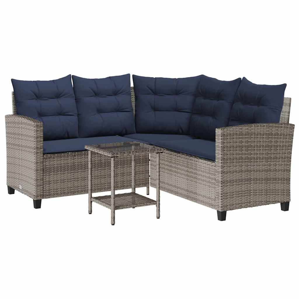 vidaXL Sofa ogrodowa ze stołem i poduszkami w kształcie litery L