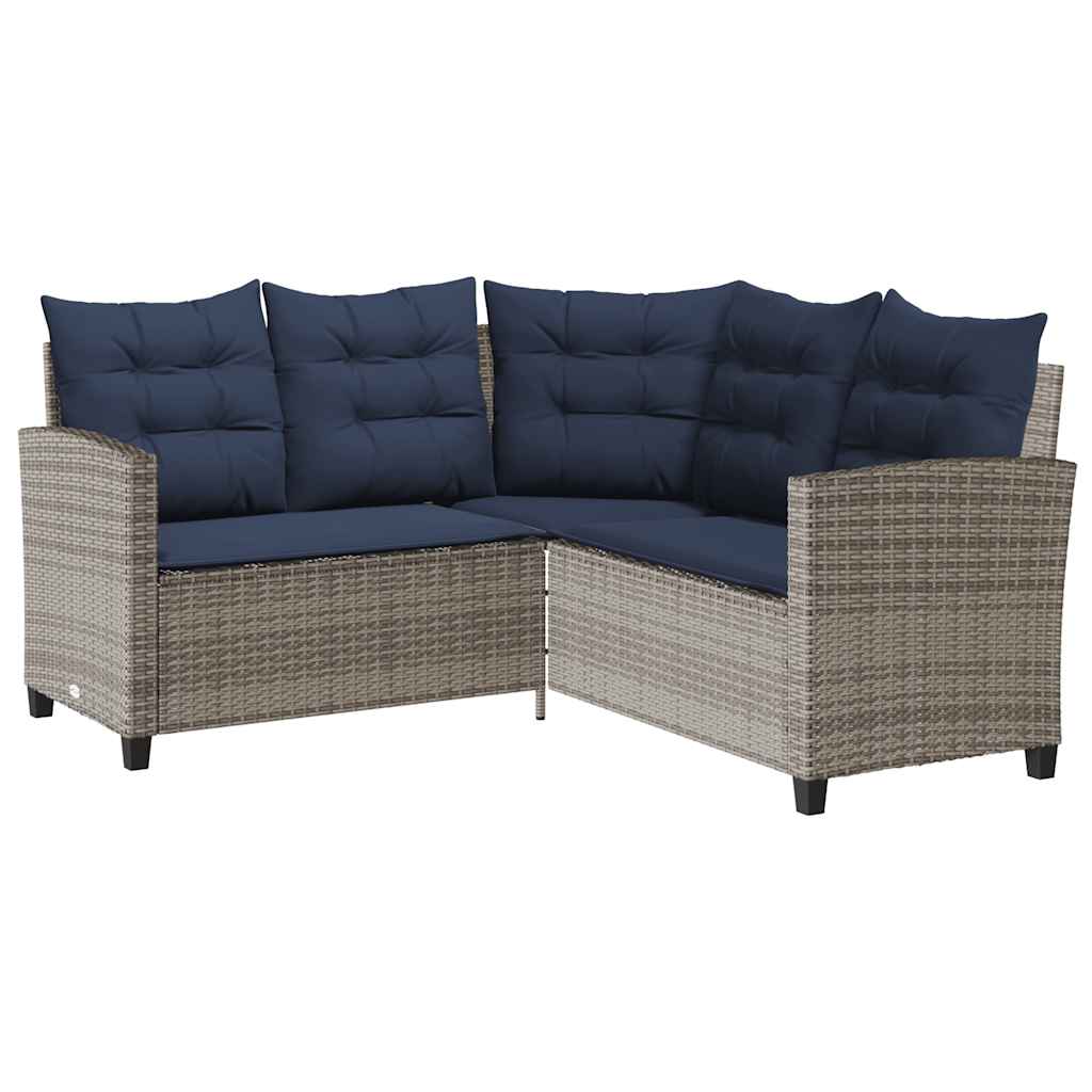 vidaXL Sofa ogrodowa ze stołem i poduszkami w kształcie litery L