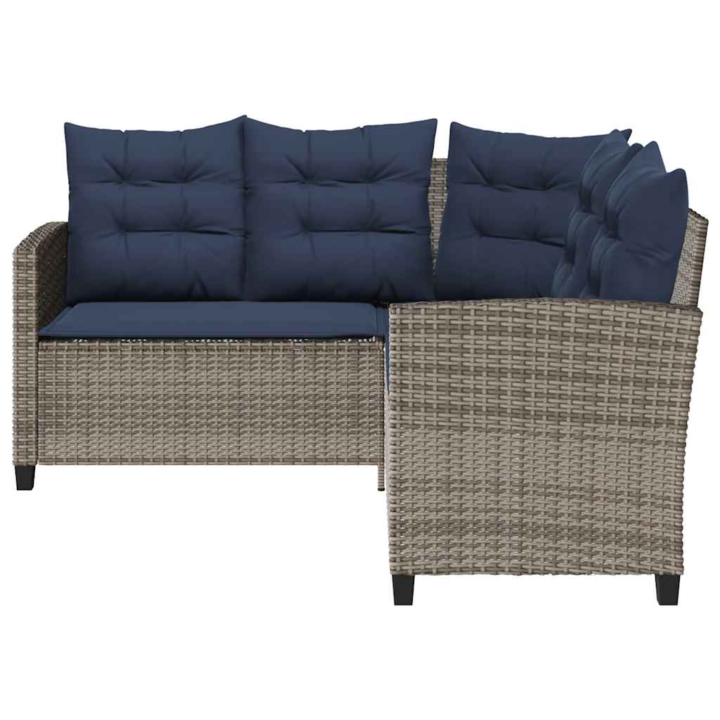 vidaXL Sofa ogrodowa ze stołem i poduszkami w kształcie litery L