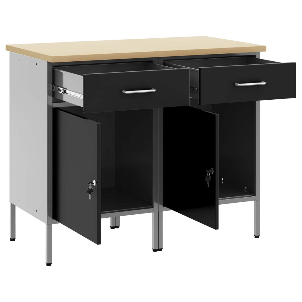 vidaXL Szafka robocza z szufladą 2 pcs Czarny i szary 100 x 55 x 85 cm