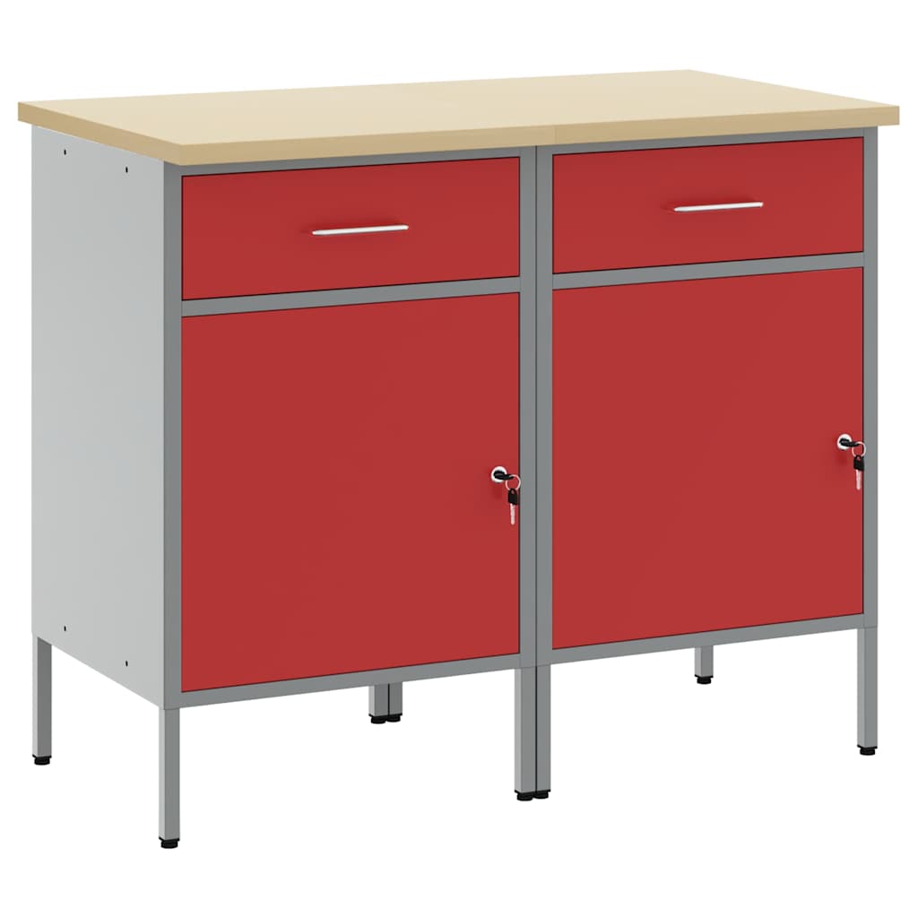 vidaXL Szafka robocza 2 pcs Czerwony i Szary 100 x 55 x 85 cm