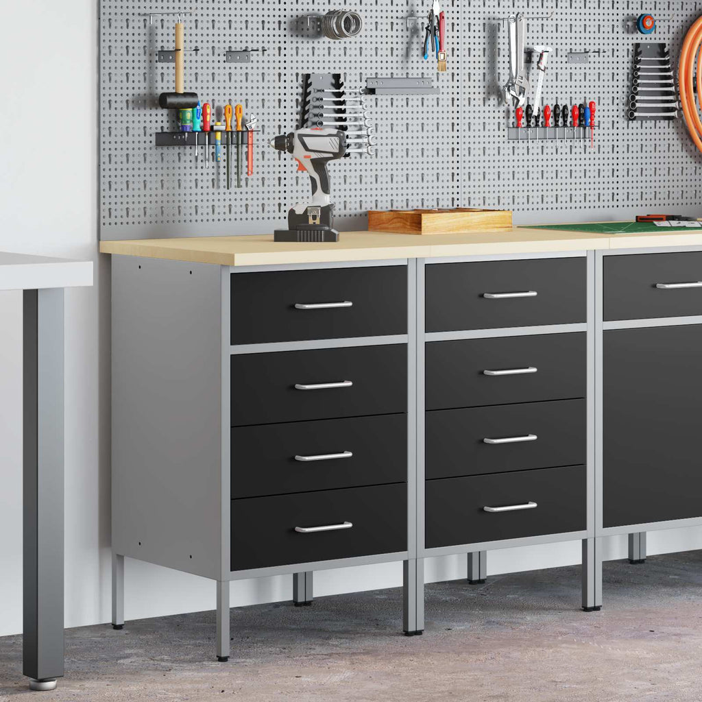 vidaXL Szafka robocza z szufladą 2 pcs Czarny i szary 100 x 55 x 85 cm