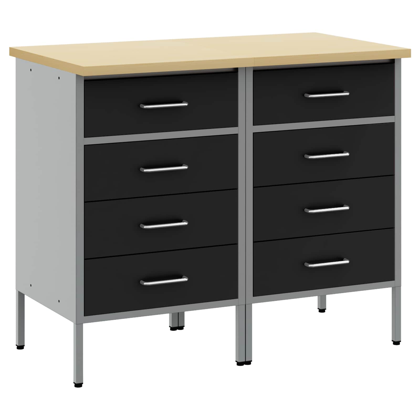 vidaXL Szafka robocza z szufladą 2 pcs Czarny i szary 100 x 55 x 85 cm