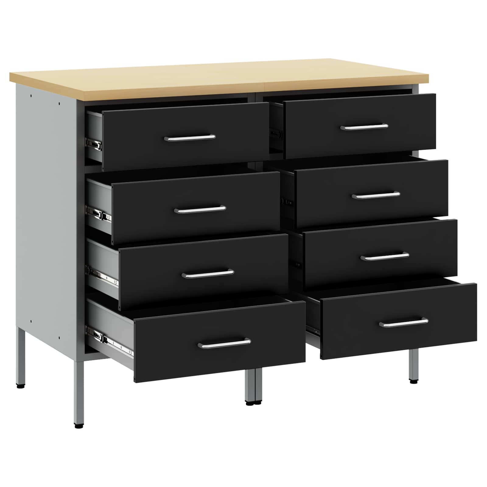 vidaXL Szafka robocza z szufladą 2 pcs Czarny i szary 100 x 55 x 85 cm