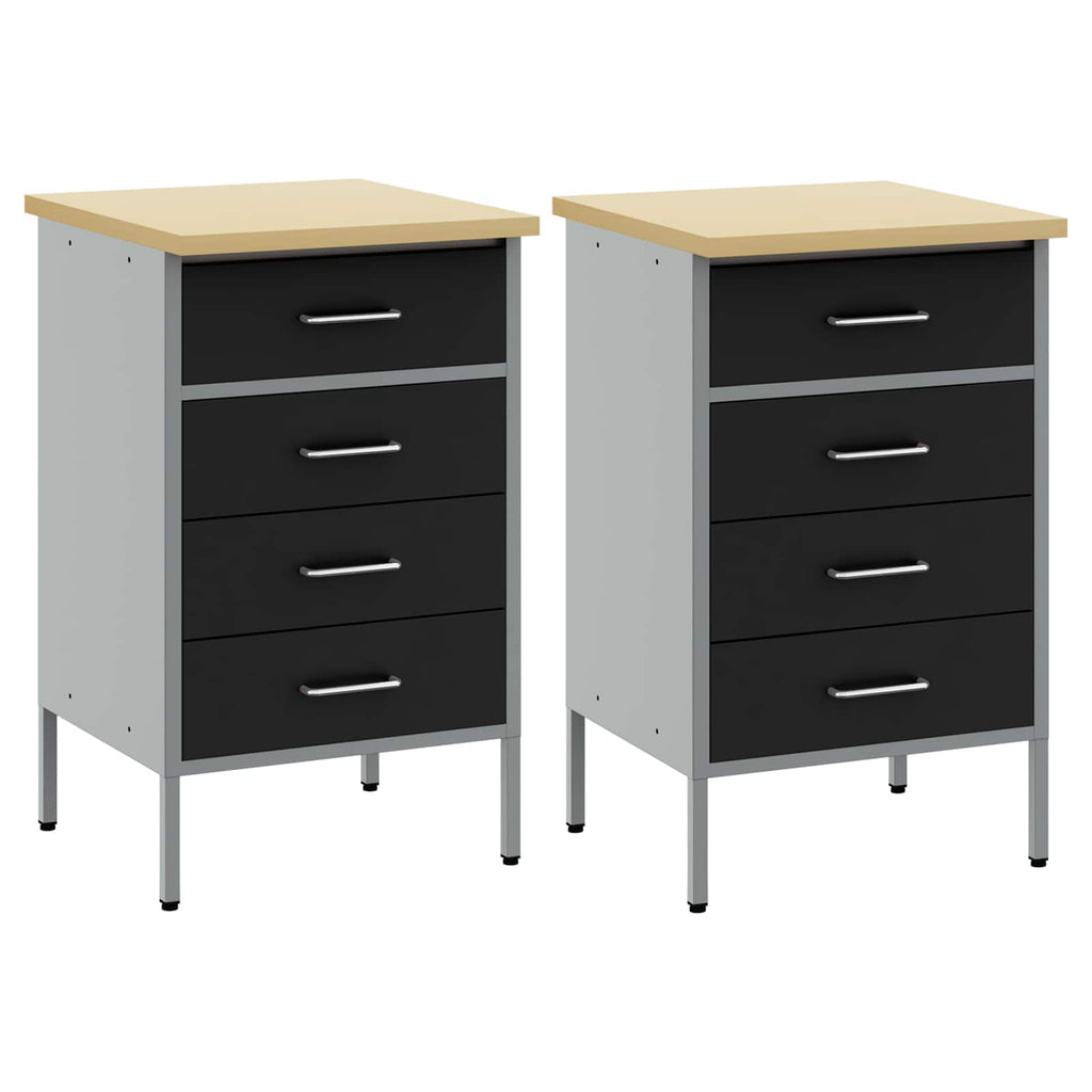 vidaXL Szafka robocza z szufladą 2 pcs Czarny i szary 100 x 55 x 85 cm