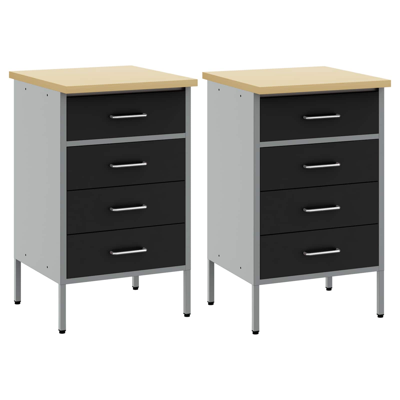 vidaXL Szafka robocza z szufladą 2 pcs Czarny i szary 100 x 55 x 85 cm