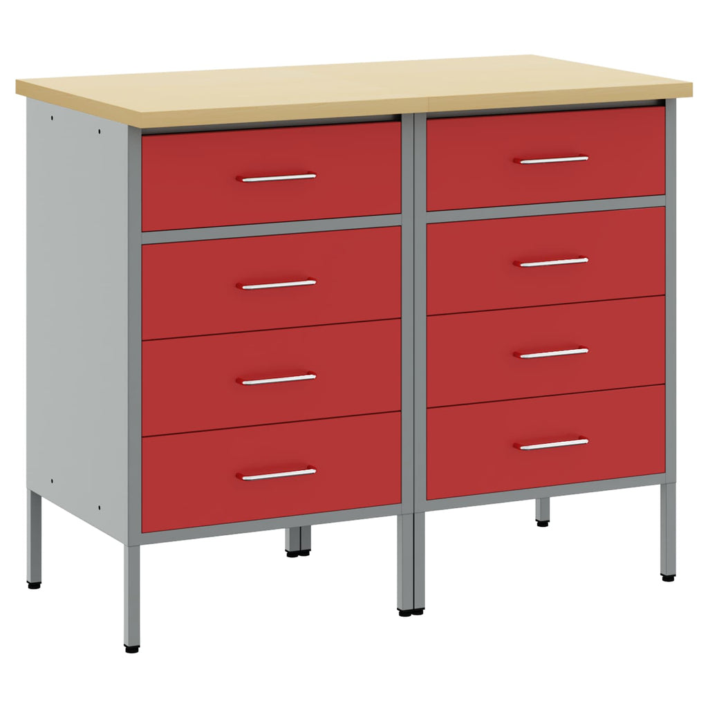 vidaXL Szafka robocza 2 pcs Czerwony i Szary 100 x 55 x 85 cm