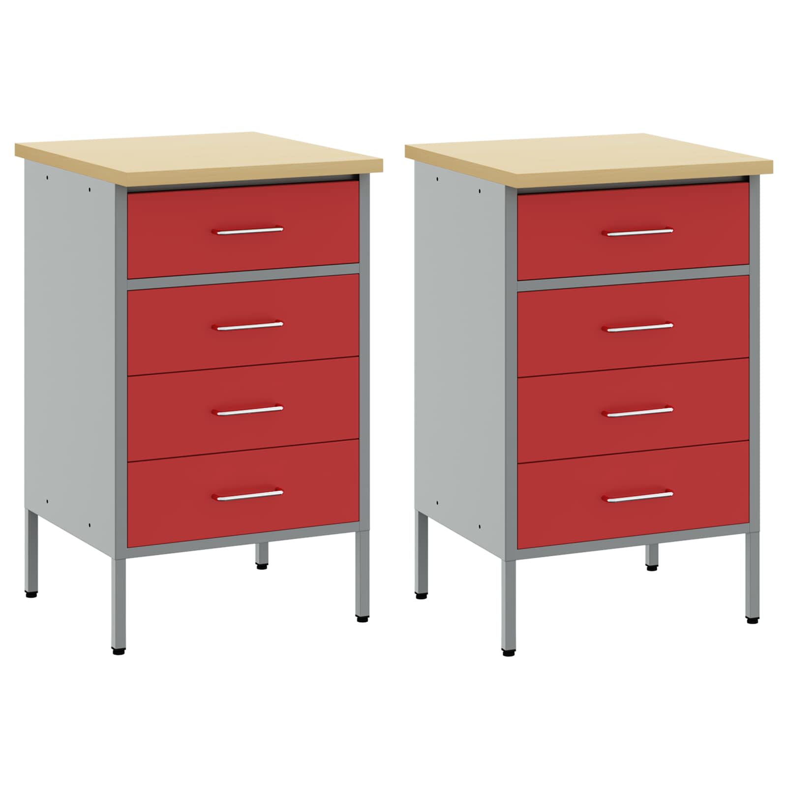 vidaXL Szafka robocza 2 pcs Czerwony i Szary 100 x 55 x 85 cm