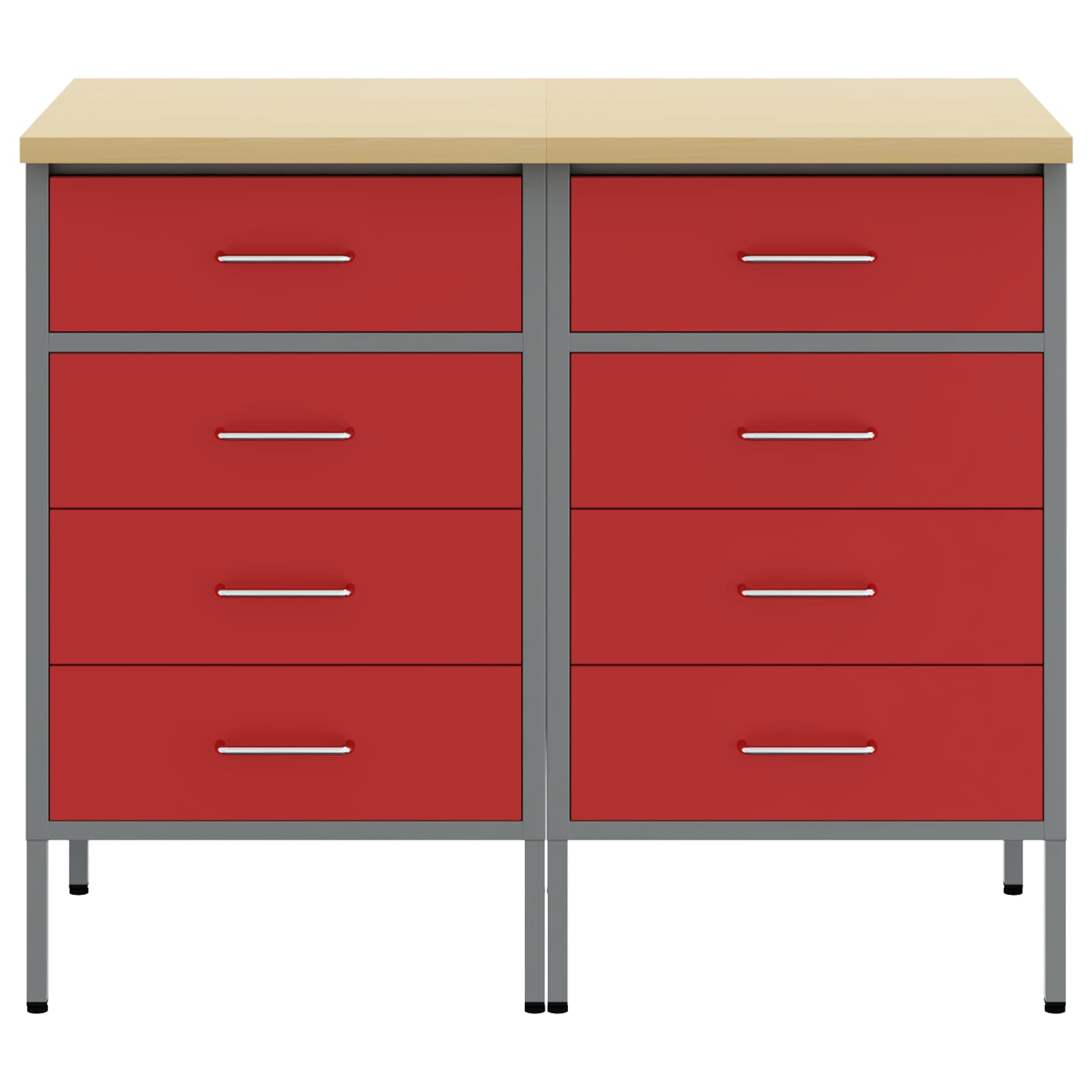 vidaXL Szafka robocza 2 pcs Czerwony i Szary 100 x 55 x 85 cm