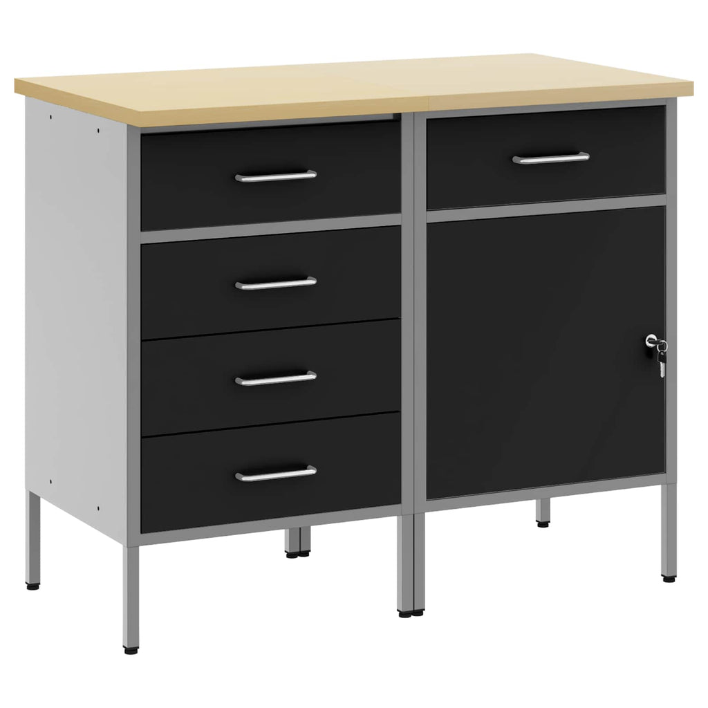 vidaXL Szafka robocza z szufladą 2 pcs Czarny i szary 100 x 55 x 85 cm