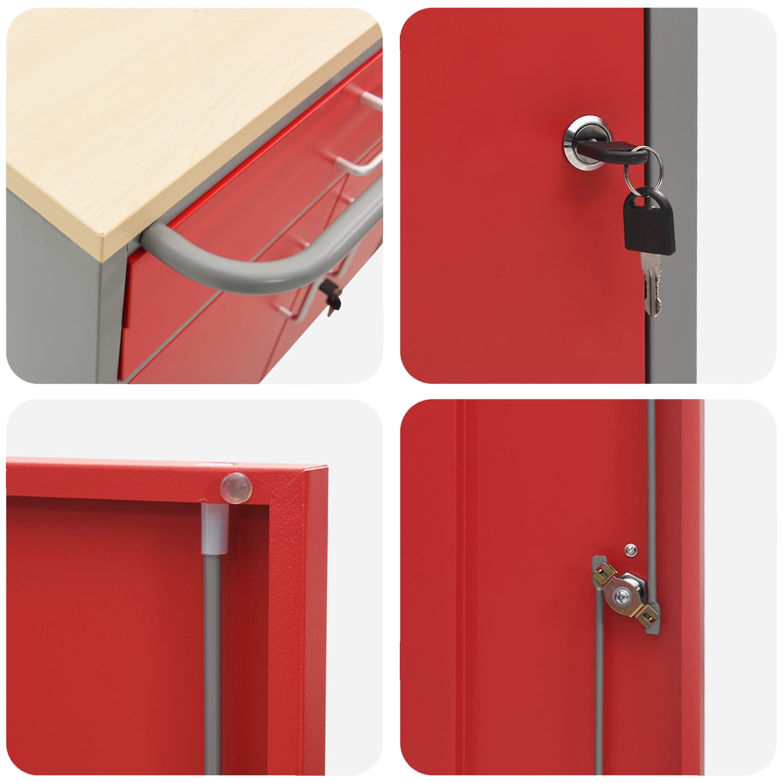 vidaXL Szafka robocza 2 pcs Czerwony i Szary 100 x 55 x 85 cm