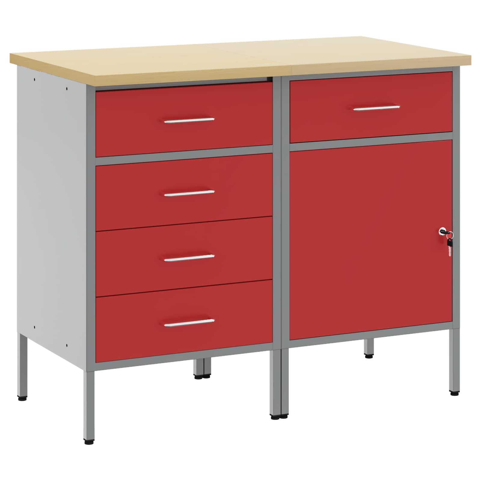 vidaXL Szafka robocza 2 pcs Czerwony i Szary 100 x 55 x 85 cm