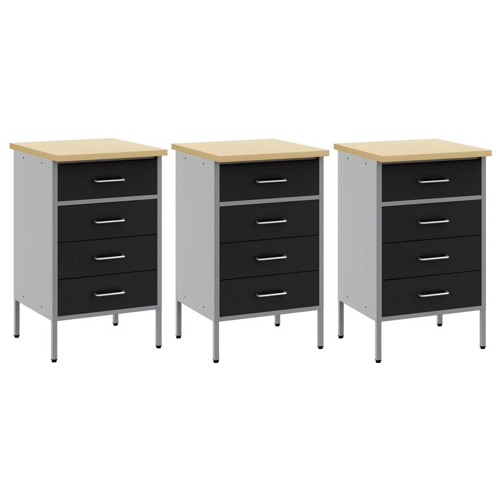 vidaXL Szafka robocza z szufladą 3 pcs Czarny i szary 150 x 55 x 85 cm