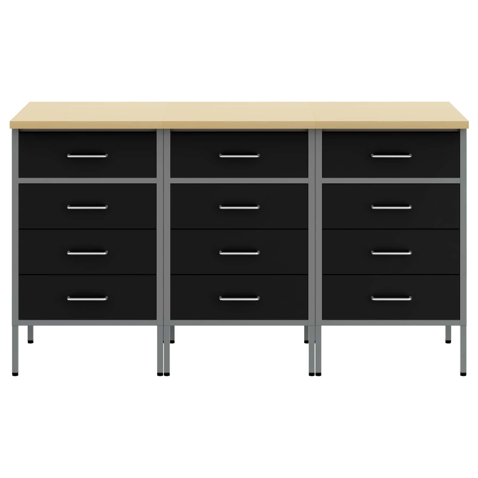 vidaXL Szafka robocza z szufladą 3 pcs Czarny i szary 150 x 55 x 85 cm