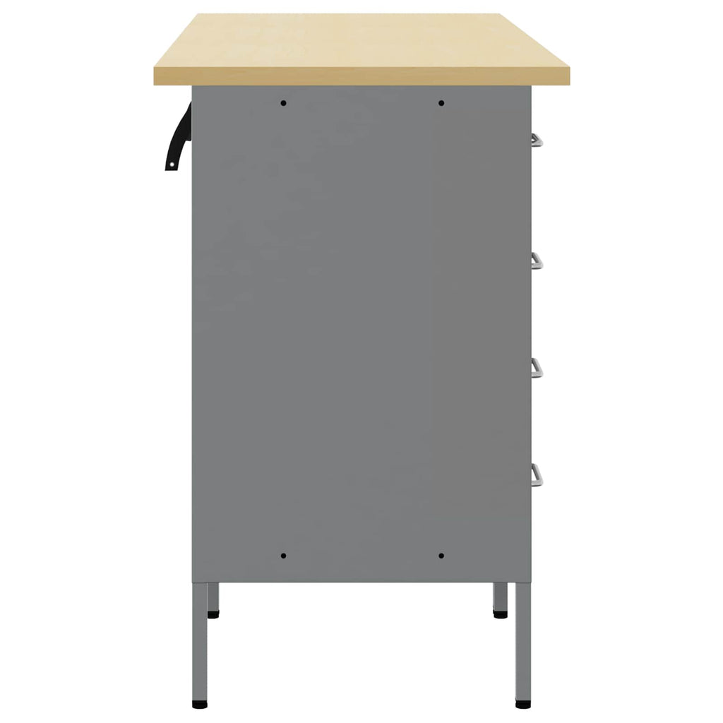 vidaXL Szafka robocza z szufladą 3 pcs Czarny i szary 150 x 55 x 85 cm