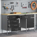 vidaXL Szafka robocza 3 szt. Czarny Drewno inżynieryjne i stal