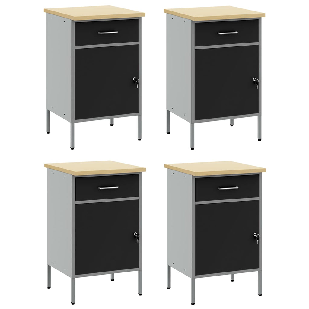 vidaXL Szafka robocza z szufladą 4 pcs Czarny i szary 200 x 55 x 85 cm