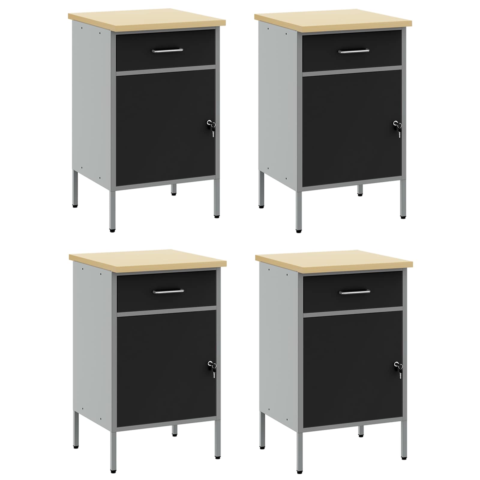 vidaXL Szafka robocza z szufladą 4 pcs Czarny i szary 200 x 55 x 85 cm