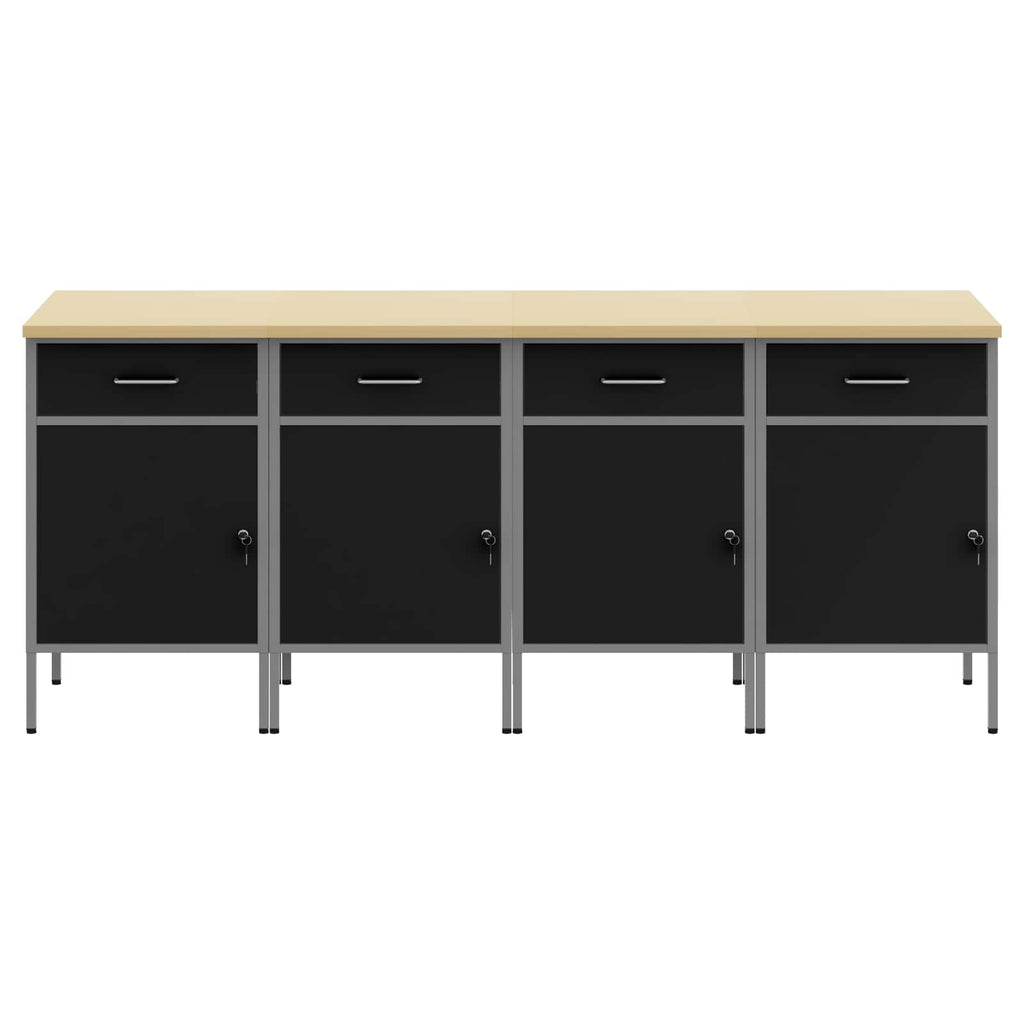 vidaXL Szafka robocza z szufladą 4 pcs Czarny i szary 200 x 55 x 85 cm