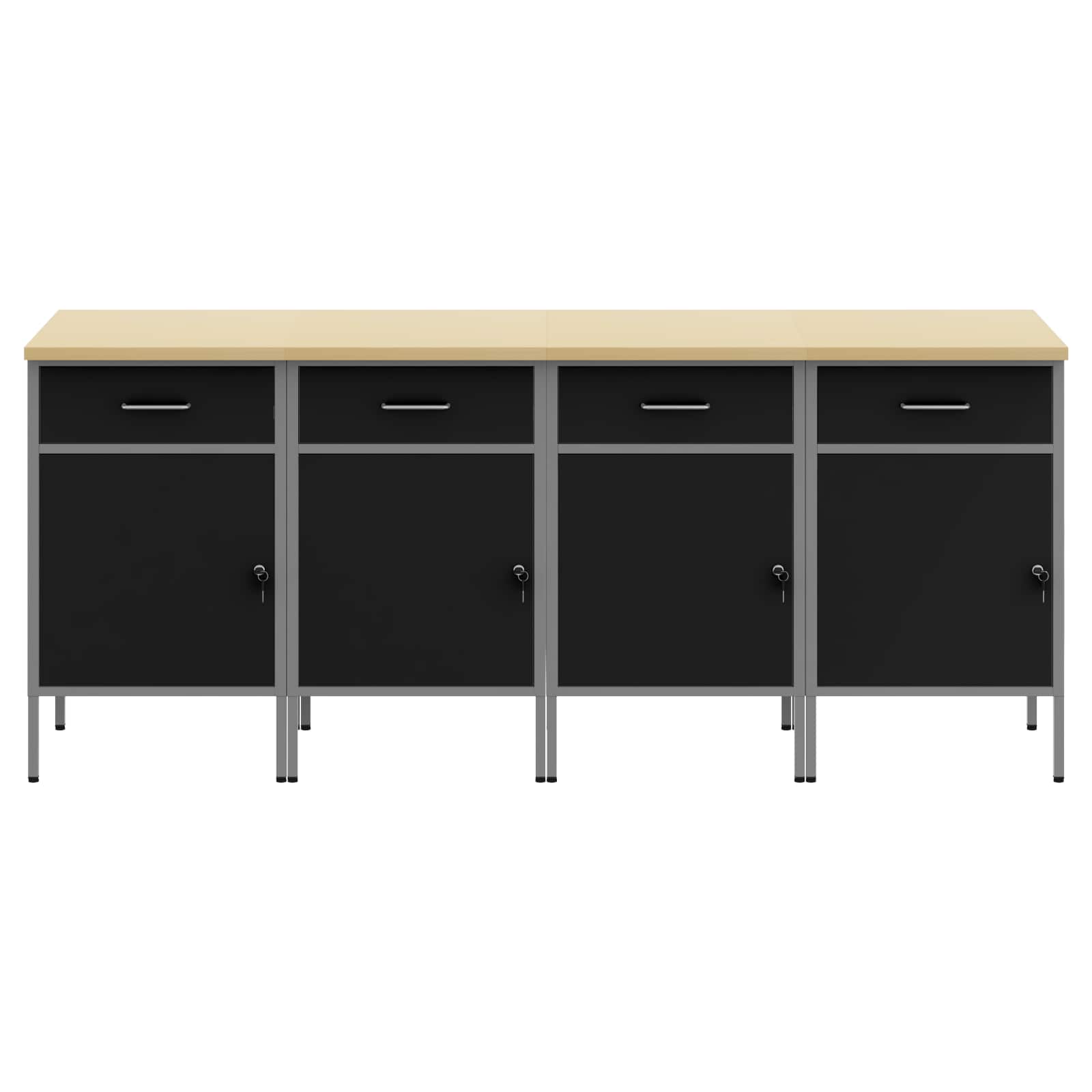 vidaXL Szafka robocza z szufladą 4 pcs Czarny i szary 200 x 55 x 85 cm