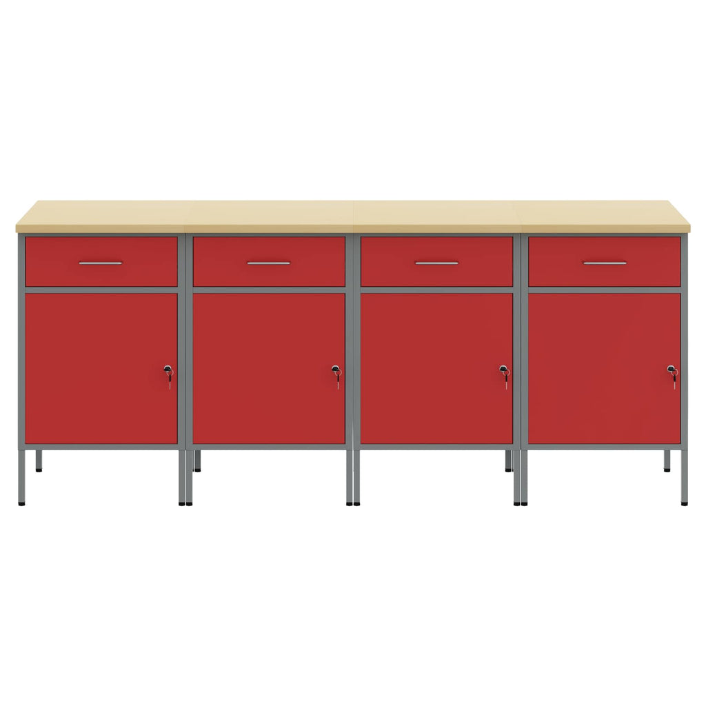 vidaXL Szafka robocza 4 pcs Czerwony i Szary 200 x 55 x 85 cm