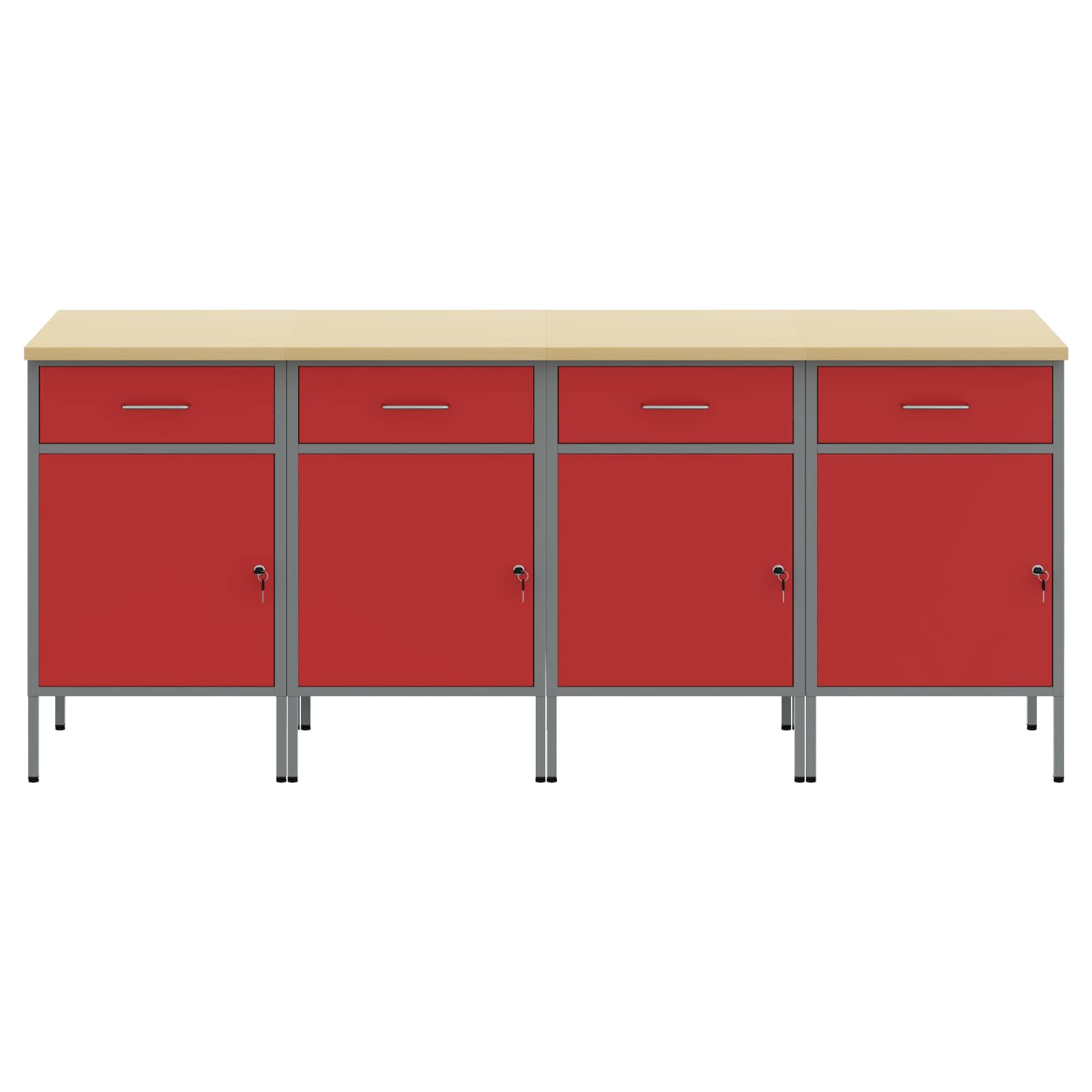 vidaXL Szafka robocza 4 pcs Czerwony i Szary 200 x 55 x 85 cm