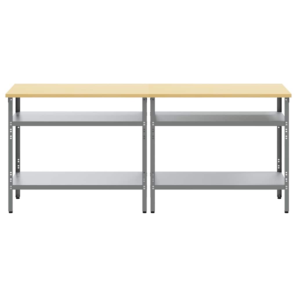 vidaXL Zestaw stołu warsztatowego z półką 2 pcs Beżowy i szary