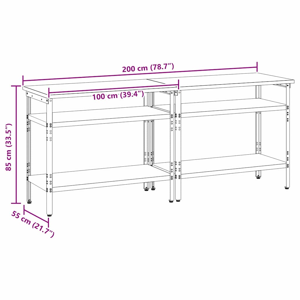 vidaXL Zestaw stołu warsztatowego z półką 2 pcs Beżowy i szary