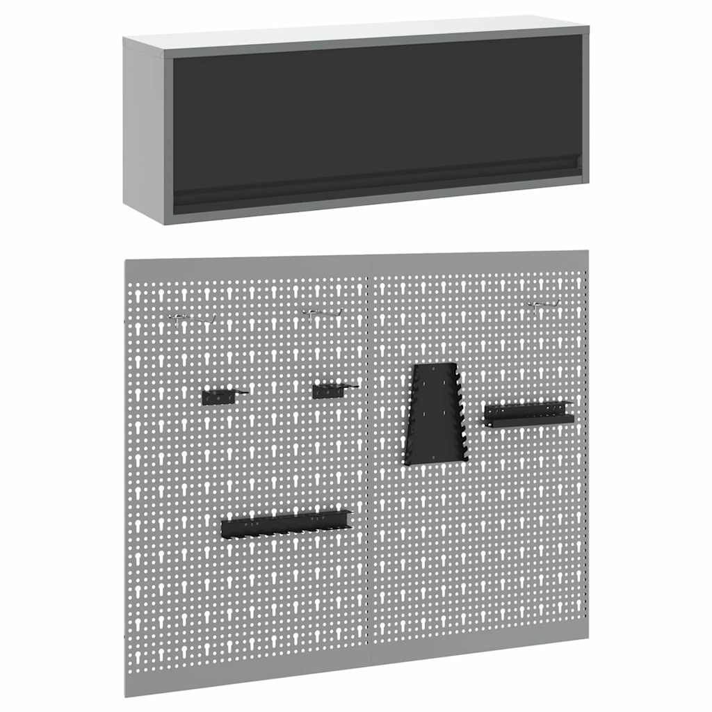 vidaXL Zestaw szafek narzędziowych z półką 3 pcs Czarny