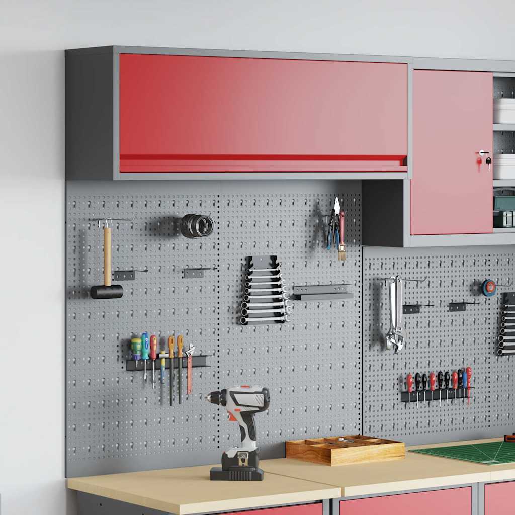 vidaXL Zestaw szafek narzędziowych z półką 3 pcs Czerwony