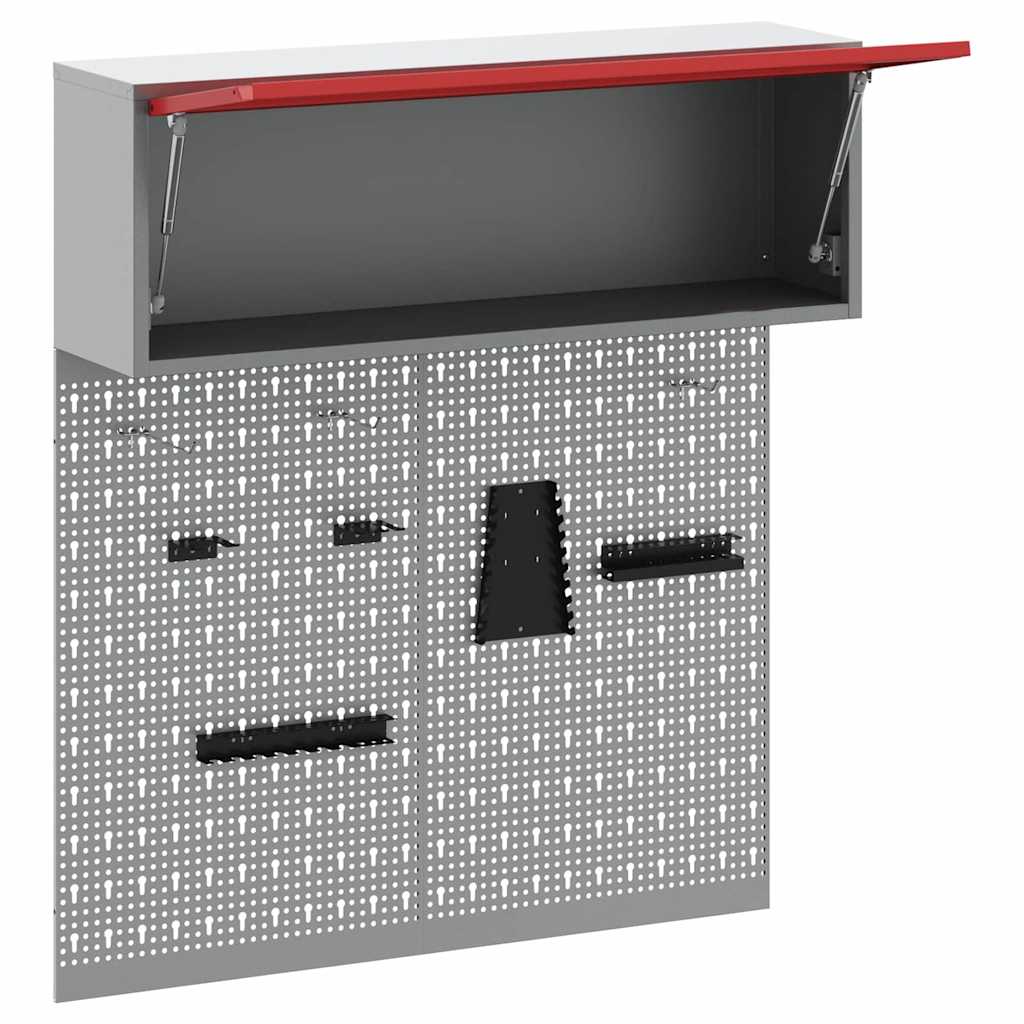vidaXL Zestaw szafek narzędziowych z półką 3 pcs Czerwony