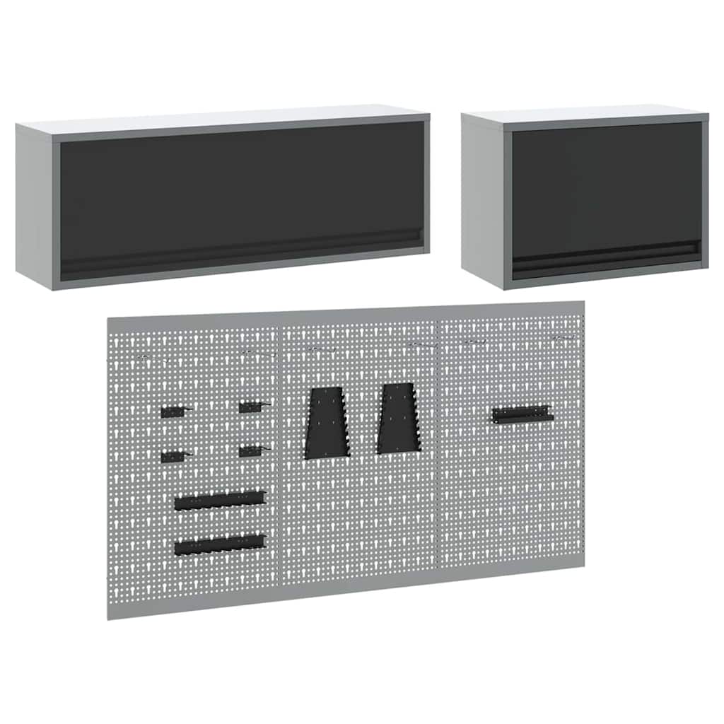 vidaXL Zestaw szafek narzędziowych z półką 5 pcs Czarny