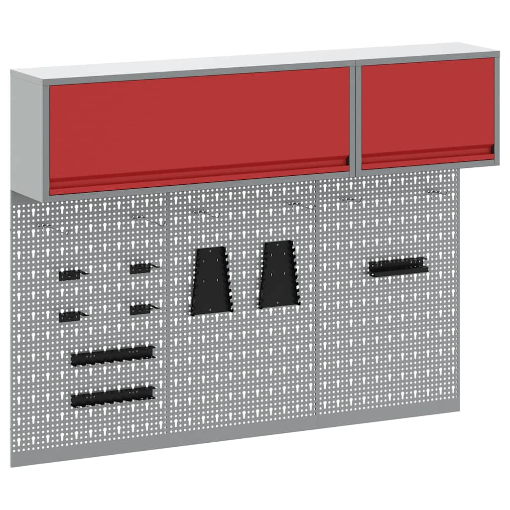 vidaXL Zestaw szafek narzędziowych z półką 5 pcs Czerwony