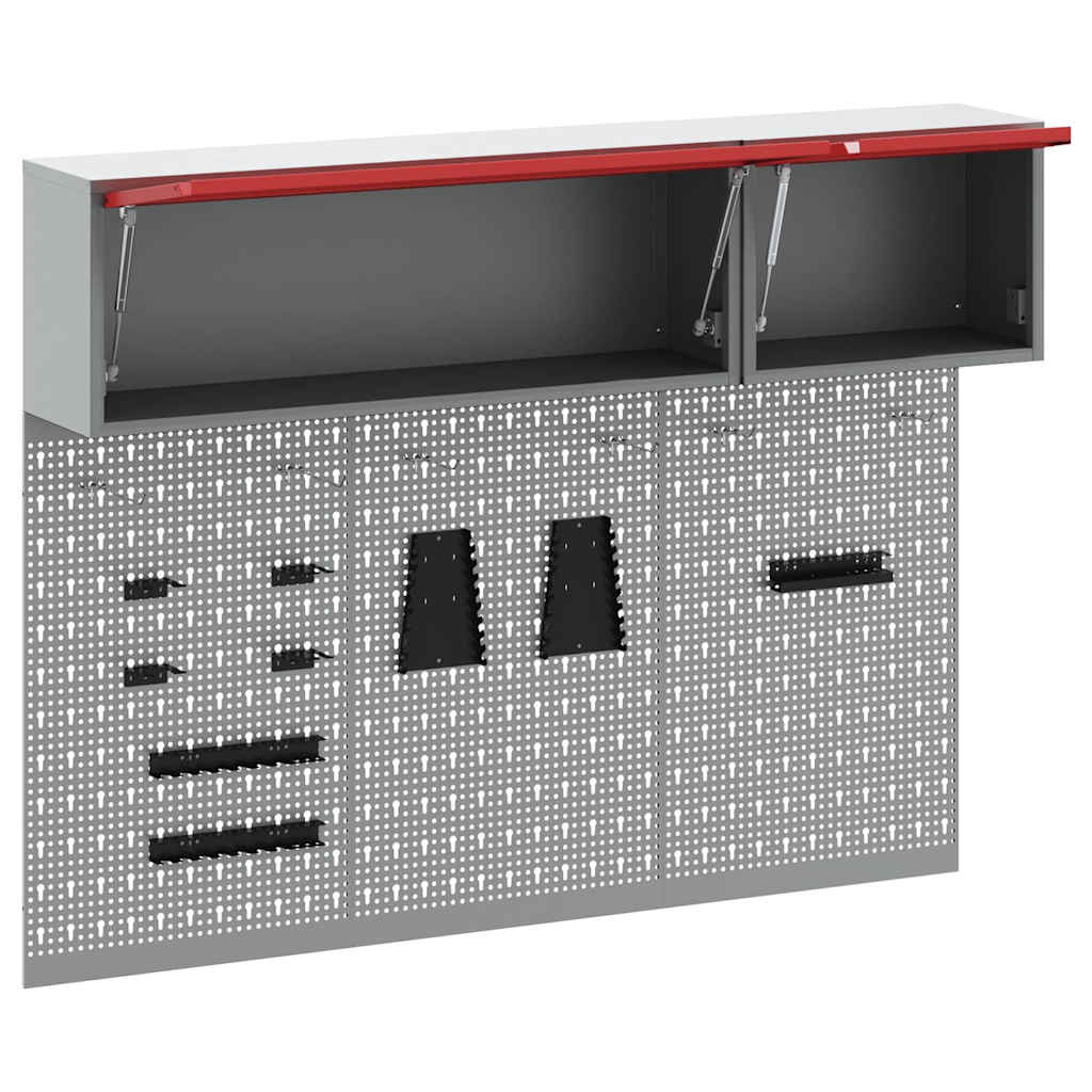 vidaXL Zestaw szafek narzędziowych z półką 5 pcs Czerwony