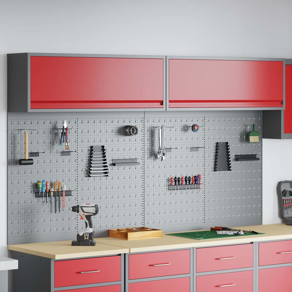vidaXL Zestaw szafek narzędziowych z półką 6 pcs Czerwony