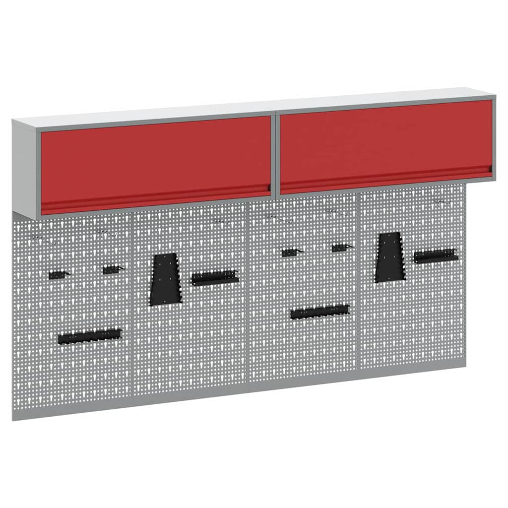vidaXL Zestaw szafek narzędziowych z półką 6 pcs Czerwony